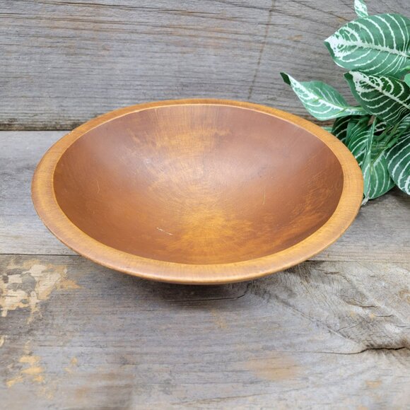 Vintage Wooden Bowl 8" Ovoid Pedestal MCM Farmhouse Bowl Woodcroftery - Picture 6 of 12